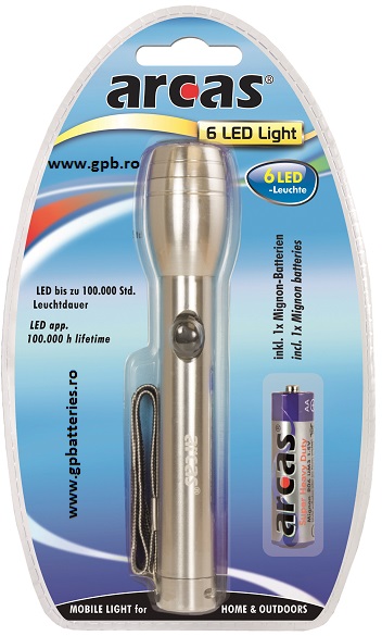 Arcas Germania lanterna are 6 leduri metalica 1xAA ARC-6LED-Light